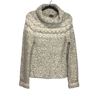GAP Vintage Wool Angora Blend Chunky Tan knit Cowl Neck Sweater, Size M
